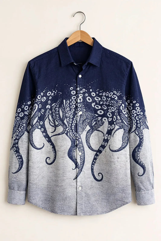 Spretix Men's Premium Octopus Tentacle Graphic Casual Full Sleeve Shirt