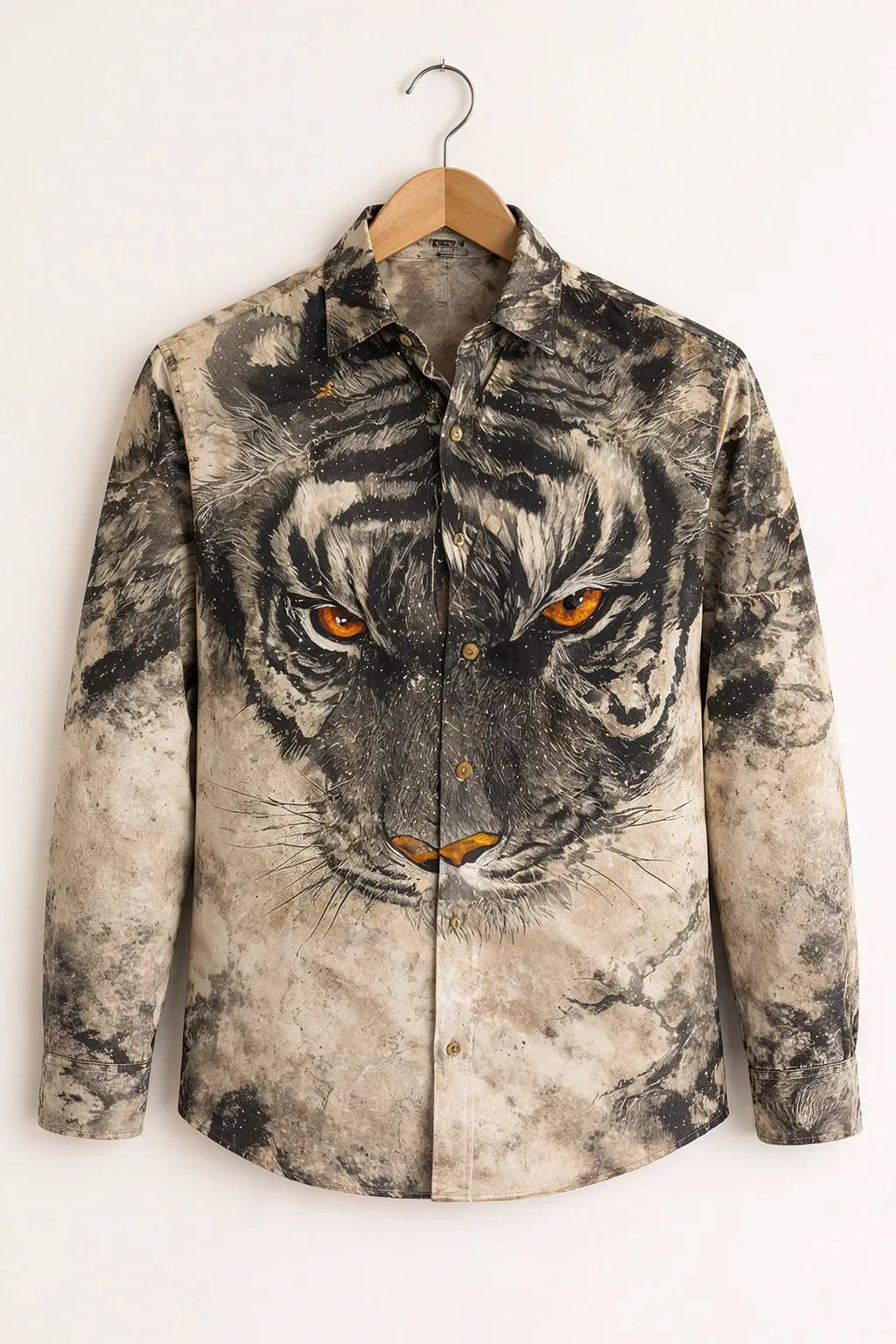 Spretix Fierce Tiger Graphic Printed Full Sleeve Casual Shirt for Men