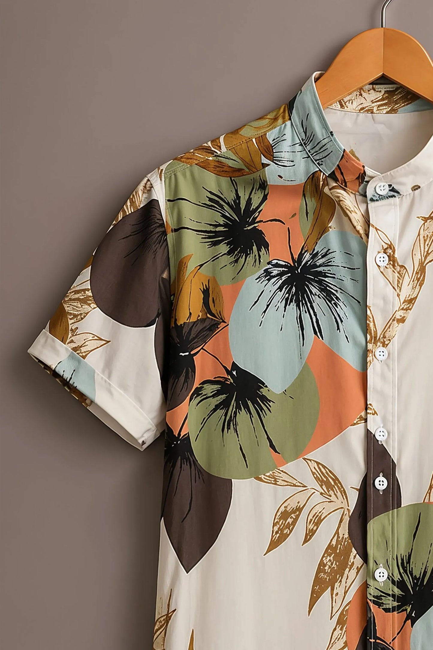 Spretix Men's Premium Tropical Abstract Floral Camp Collar Half Sleeve Shirt