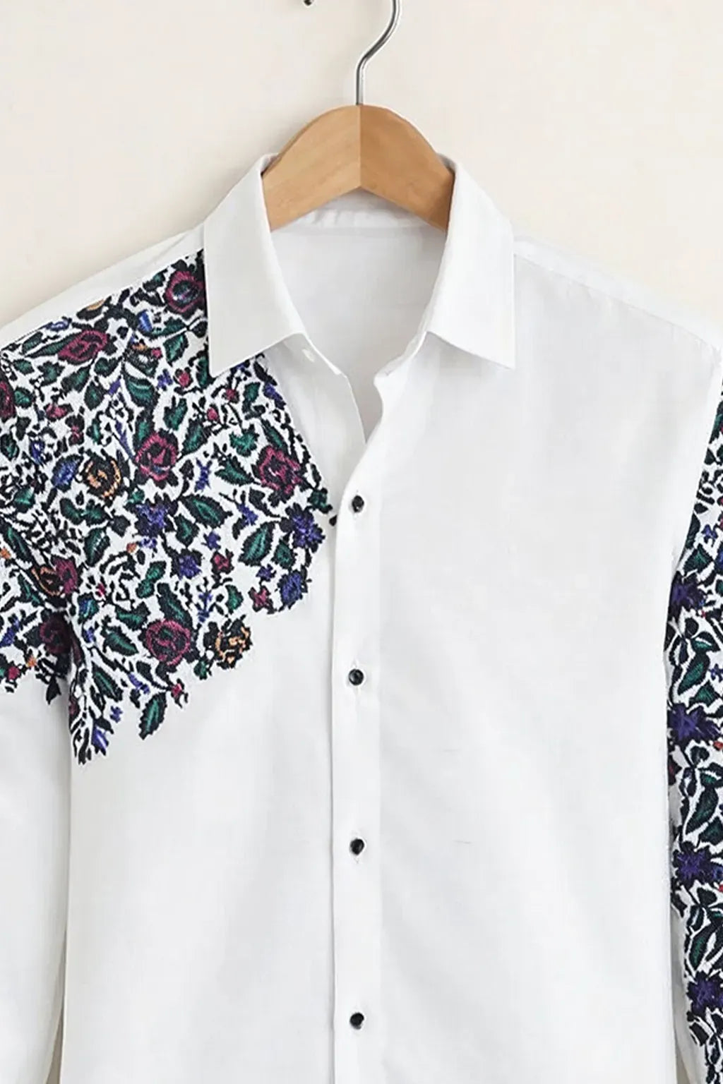 Spretix Men's Premium Floral Embroidered Casual Full Sleeve Shirt
