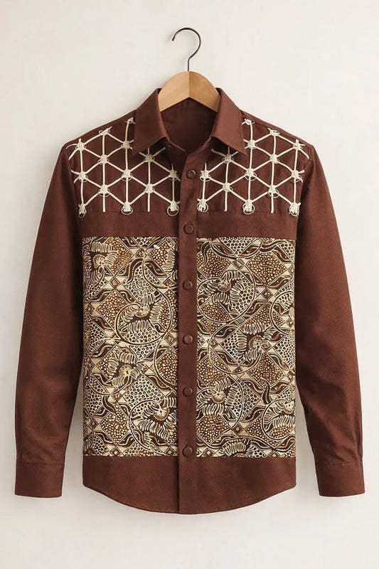 Spretix Men's Premium Batik Patchwork Casual Full Sleeve Shirt