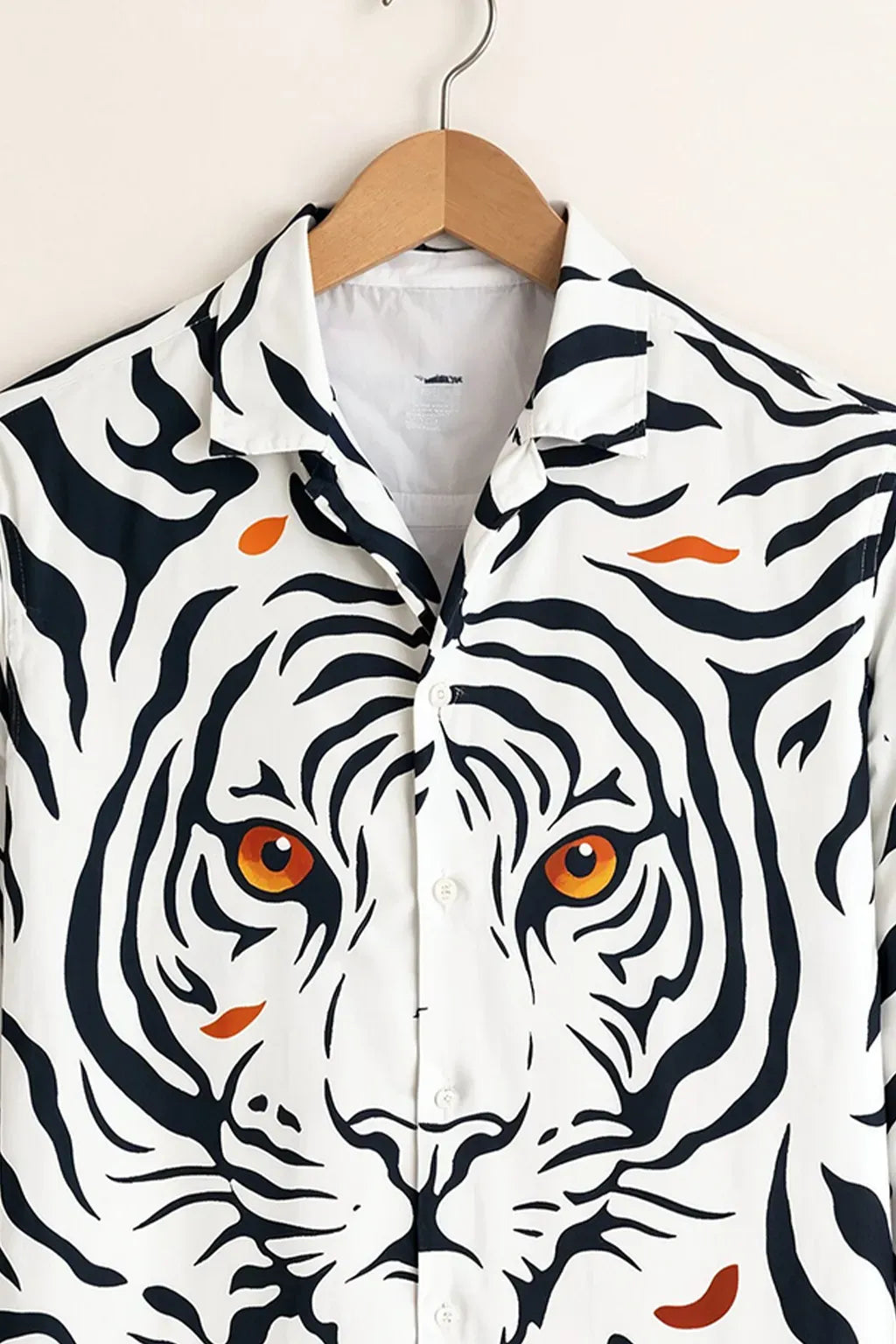 Spretix Men's Premium White Tiger Graphic Print Casual Full Sleeve Shirt